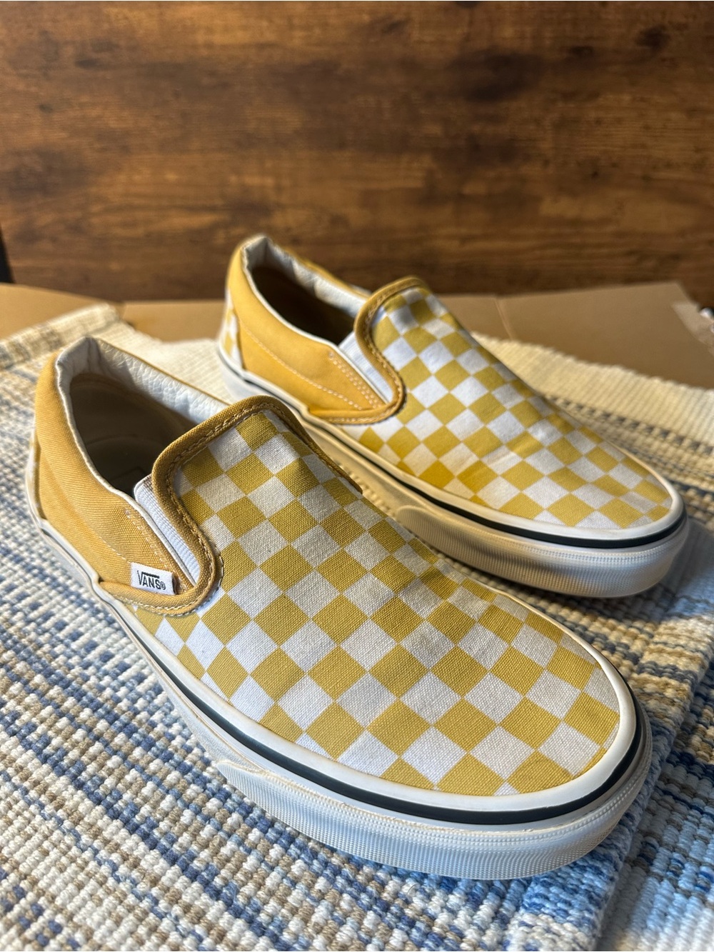 VANS Off The Wall Men8 Classic slip-on Yellow Checkerboard Avery Canvas sneaker